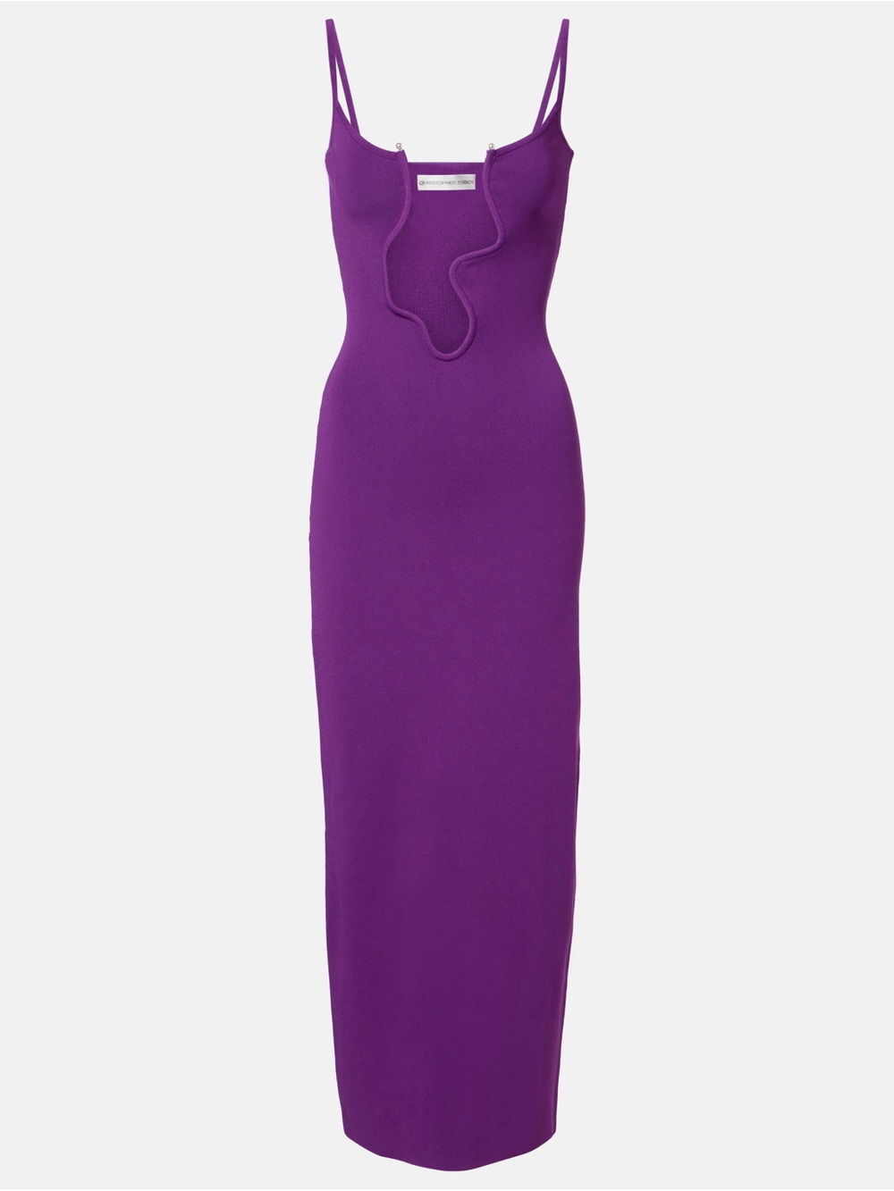 Christopher Esber Purple Maxi Dress with Curved Neckline